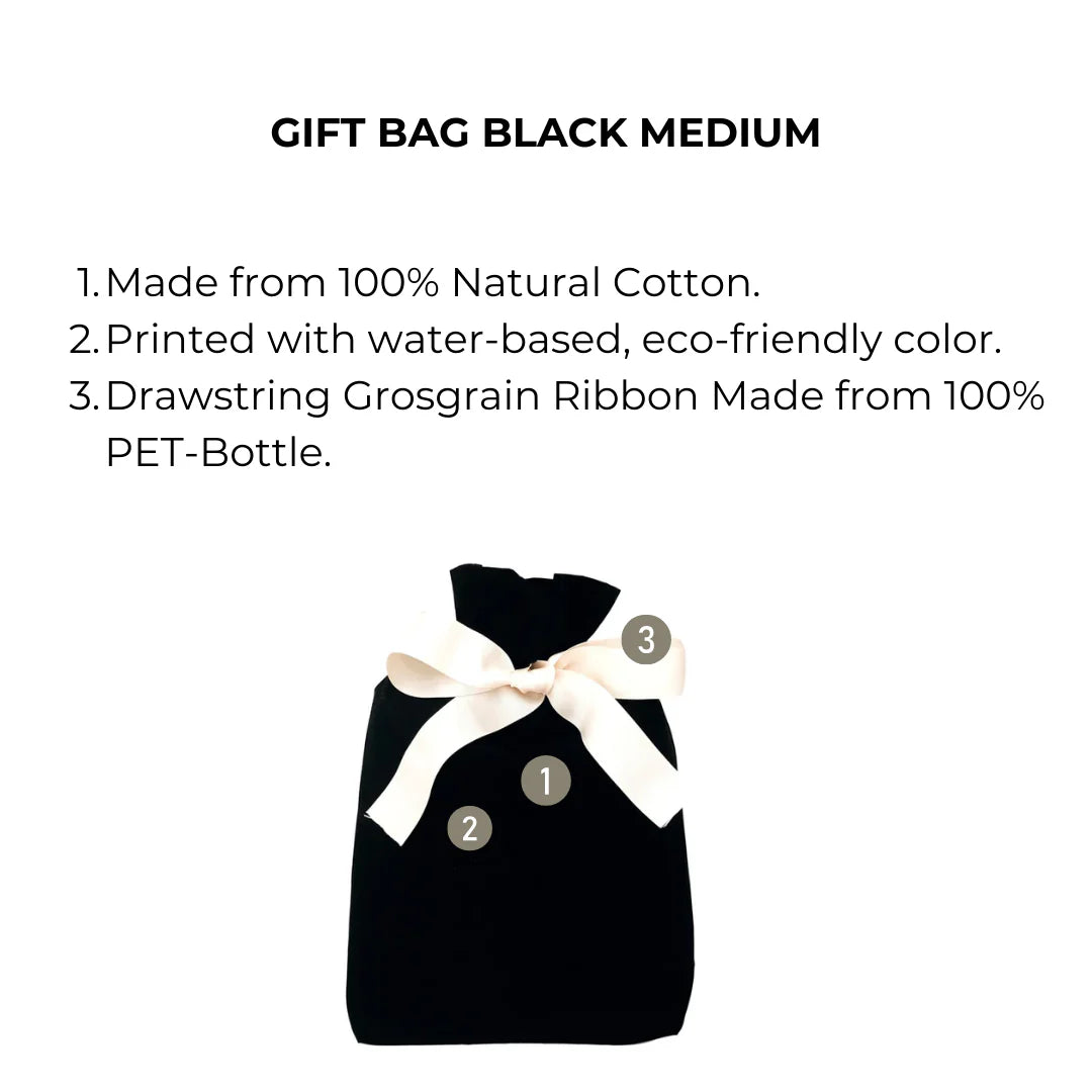 Black Medium Chic Eco-Friendly Reusable Fabric Gift Bag | Sustainable & Stylish Wrapping