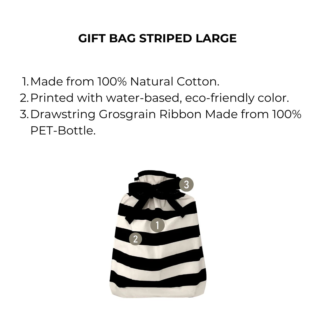 Black & White Stripe Large Chic Eco-Friendly Reusable Fabric Gift Bag | Sustainable & Stylish Wrapping