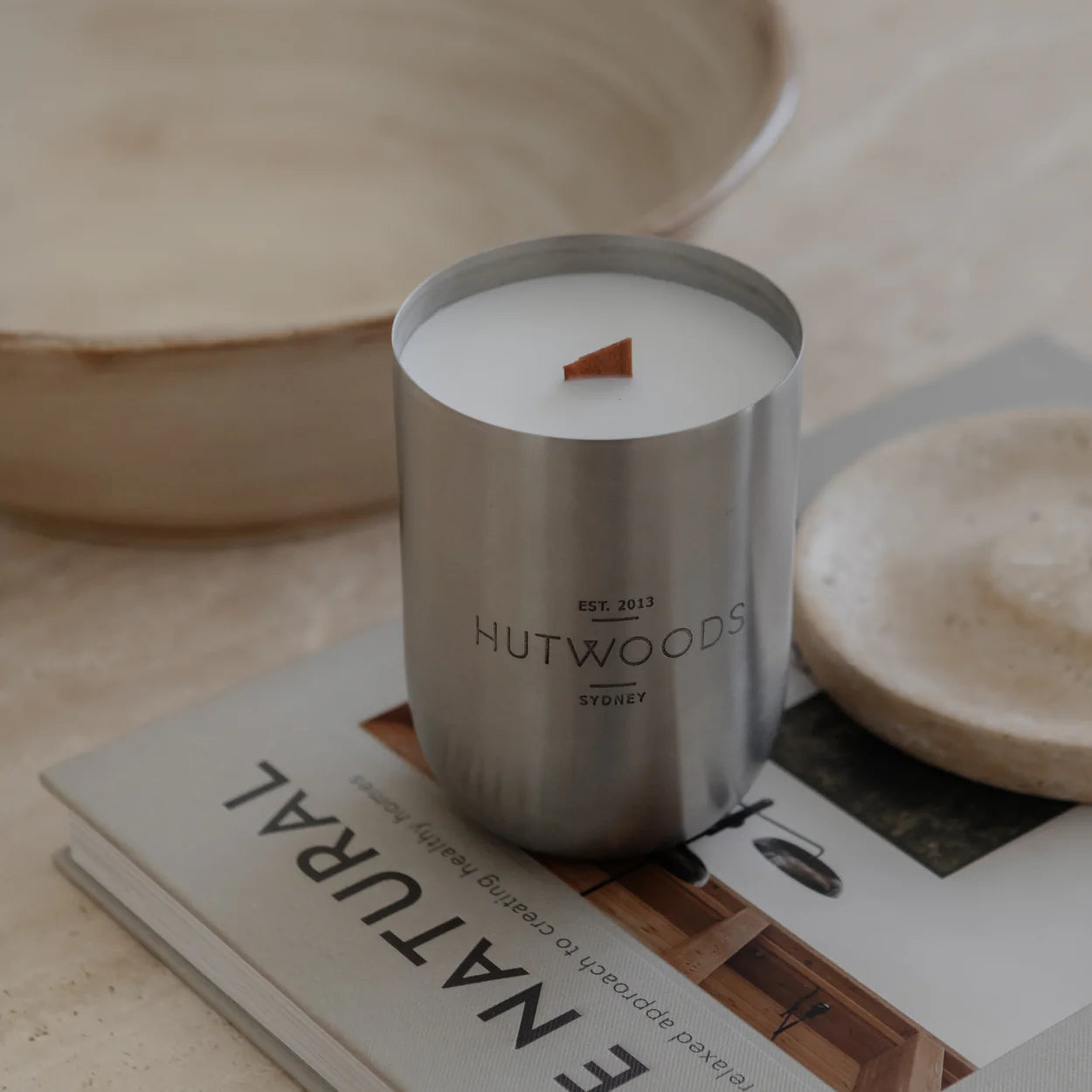 Thyme & Olive Leaf Candle in Brushed Silver Vessel | 80+ Hour Burn Time | Luxury Home Fragrance