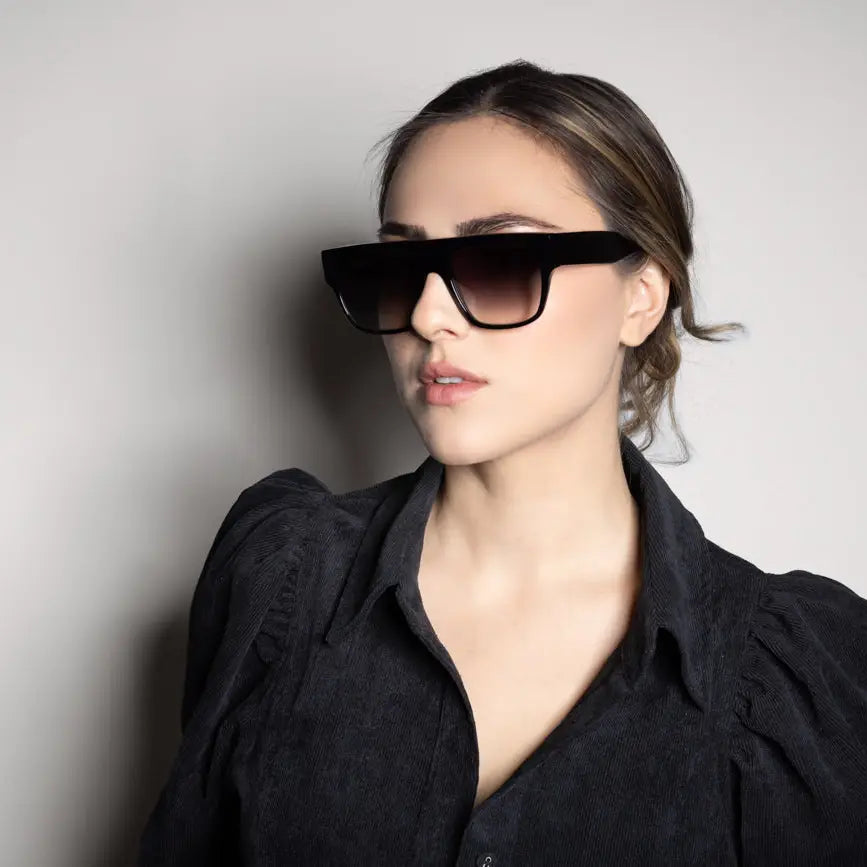 Betty Boyfriend D-Frame Black Faded Sunglasses - Inspired by Betty Catroux